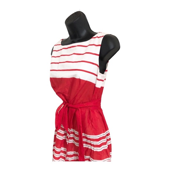 Anne Klein red black white colorblock belted fit & flare sleeveless dress size 2 - Picture 6 of 16